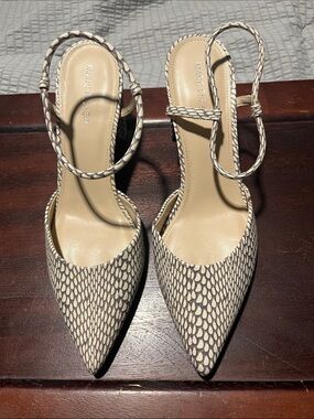 Marc Fisher Snake Print Pointed Toe Slingback Heels Women’s 8.5
